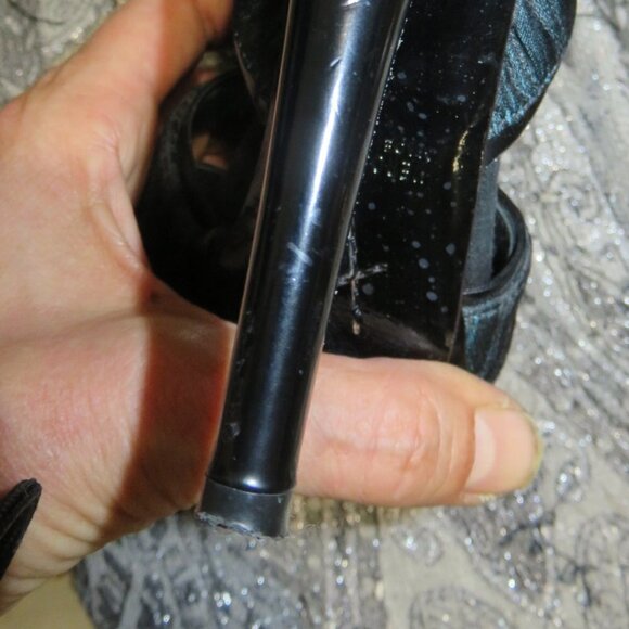 Aperlai Black Green Cutout Peep Toe Heeled Stilettos Heels Sandals Size 37 US 7 - Picture 12 of 15